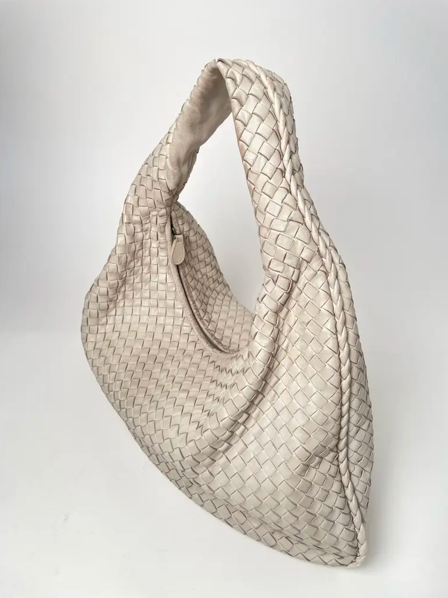 Bottega Veneta Large Beige White Veneta Hobo