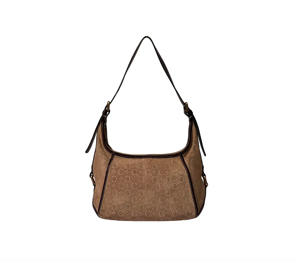 Celine Romy Hobo Shoulder bag in Macadame Monogram Brown Suede