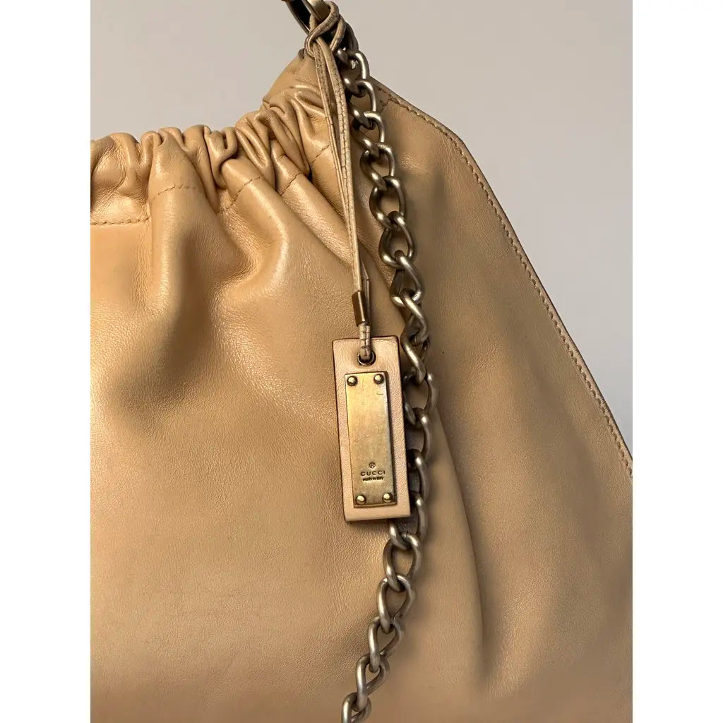 Gucci Jockey Brown Mustard Hobo Leather Handbag designed by Tom Ford
