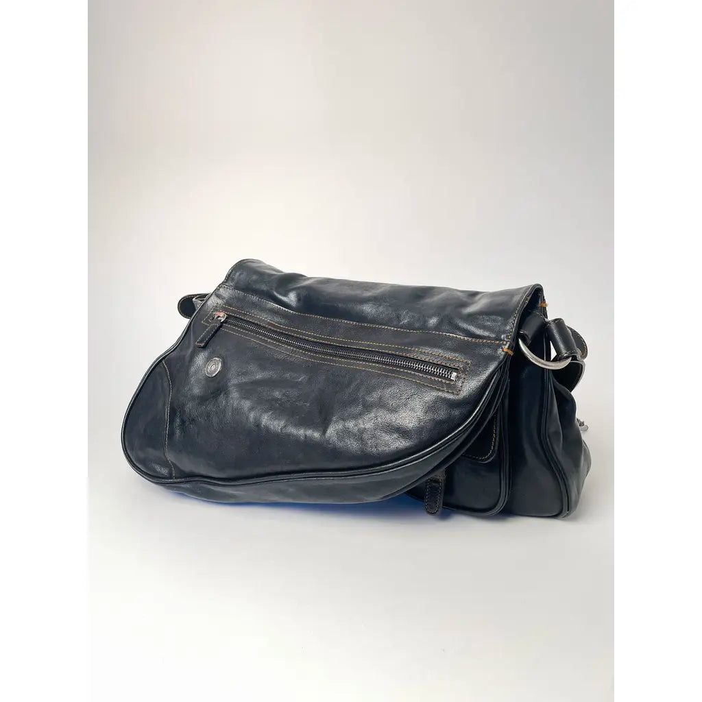 Christian Dior Gaucho Double Saddle Jumbo Black Leather Shoulder bag