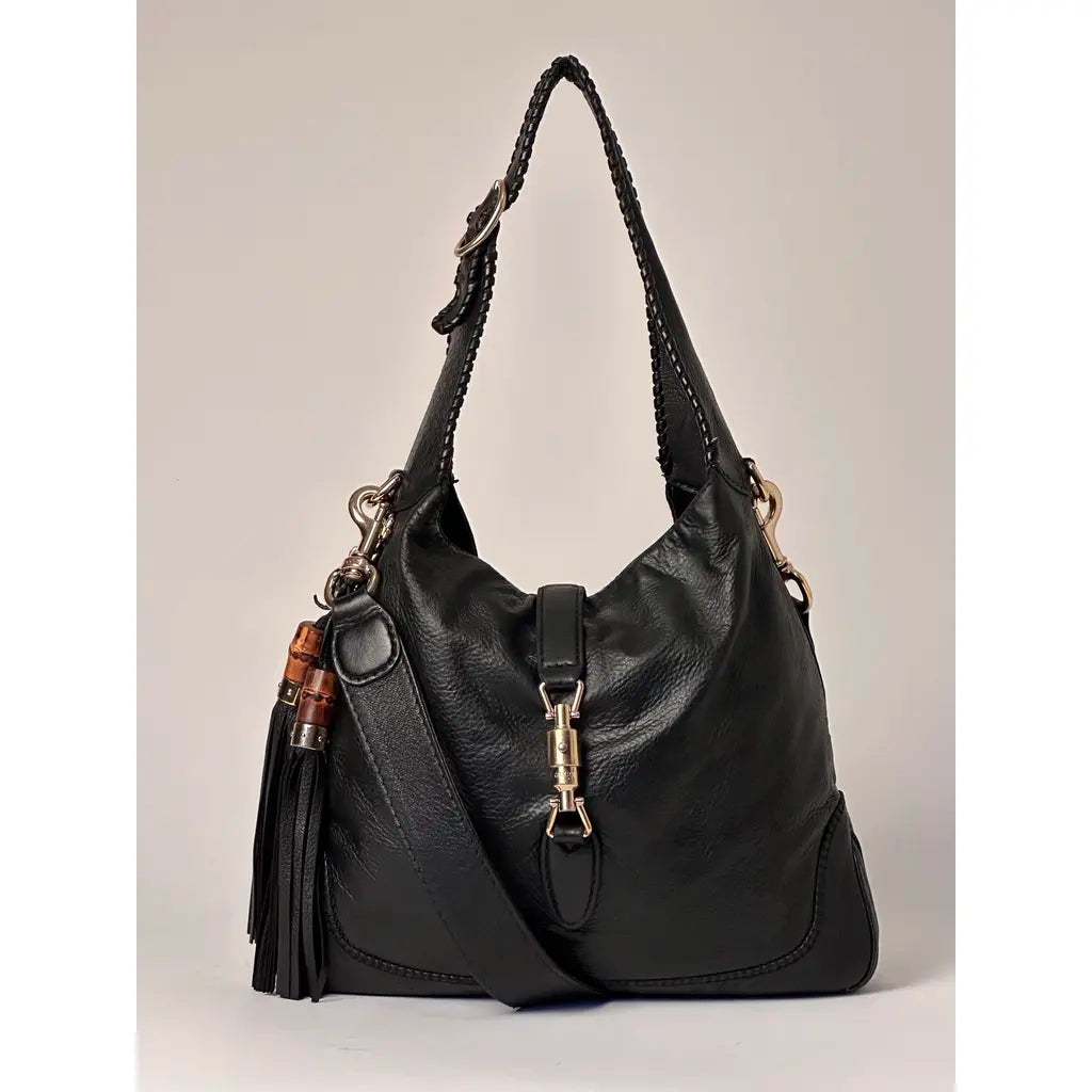 Gucci Medium Jackie 1961 Vintage Bamboo Black Leather Shoulderbag by Tom Ford