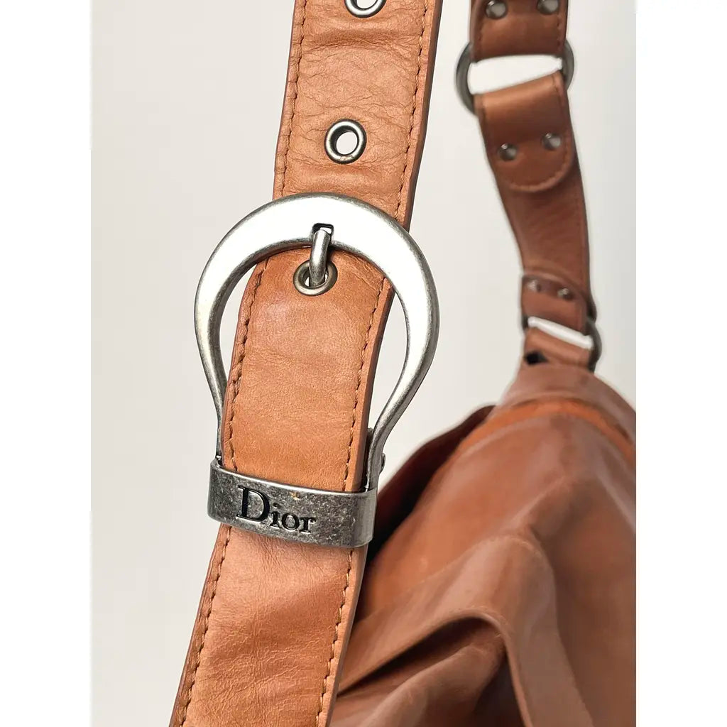 Christian Dior Gaucho Double Saddle Jumbo Brown Leather Shoulder bag