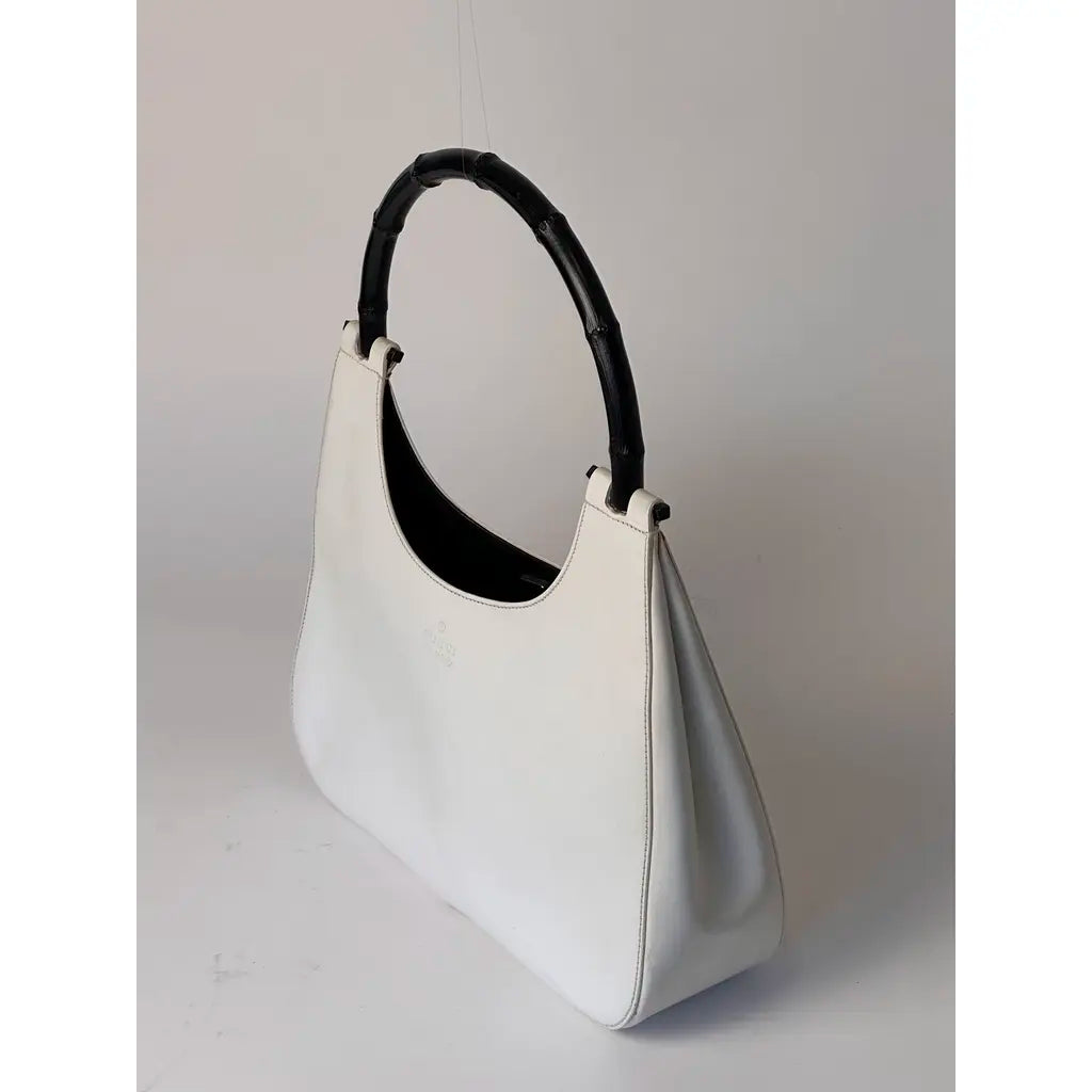 Gucci Jackie Bamboo Hobo White Leather Vintage Shoulderbag