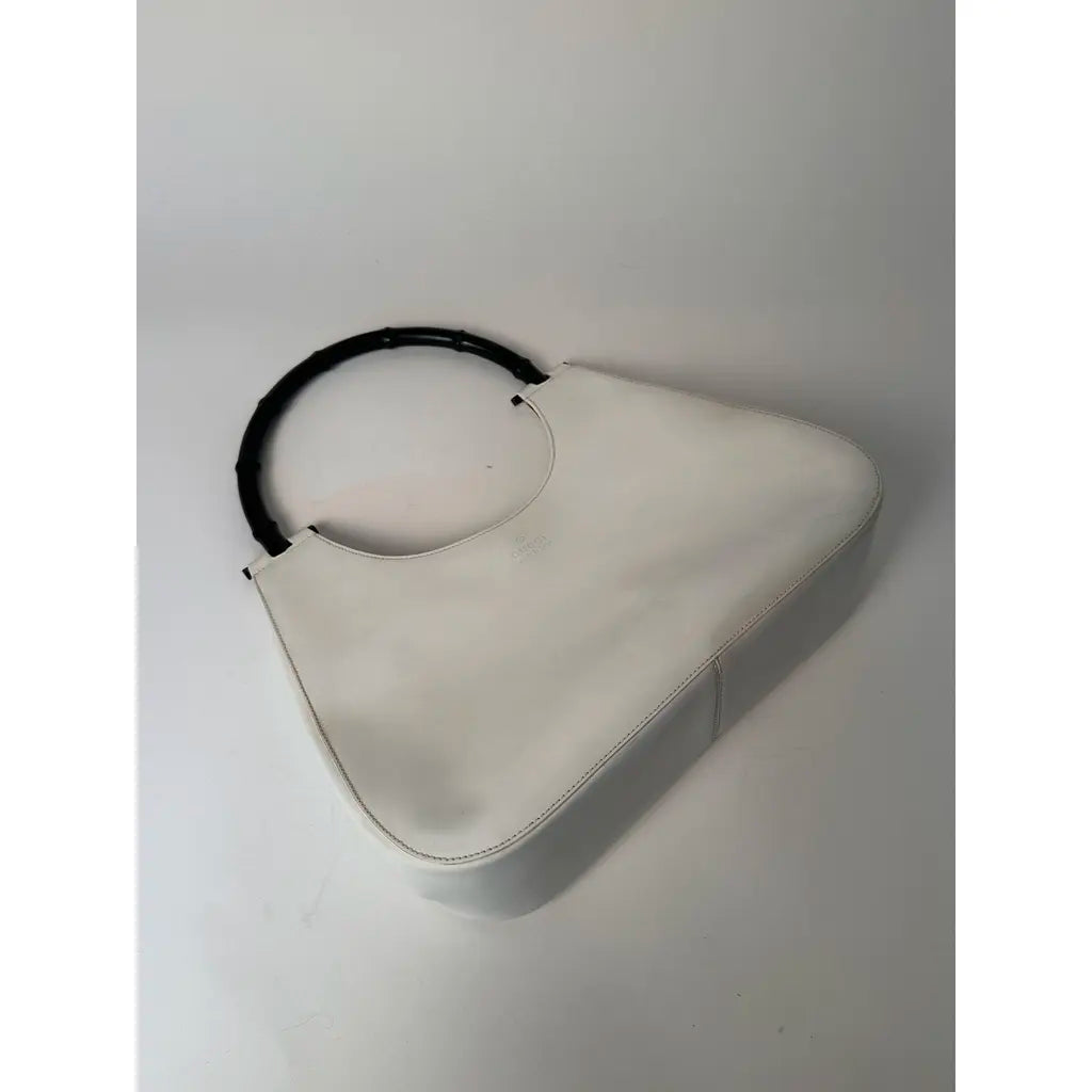 Gucci Jackie Bamboo Hobo White Leather Vintage Shoulderbag